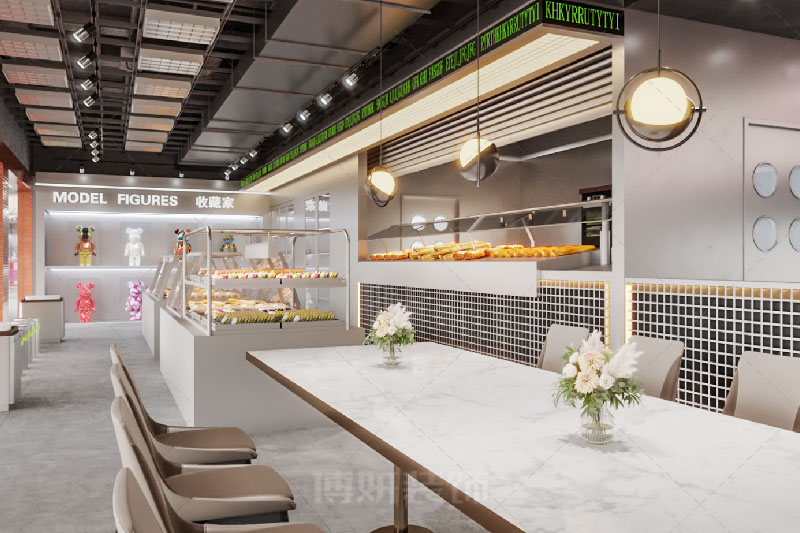 杭州轻工业风烘焙店装修设计-案例效果图 3